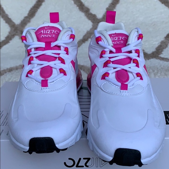 NIKE W AIR MAX 270 REACT WHITE/FIRE PINK-TEAM ORAN - Picture 8 of 16